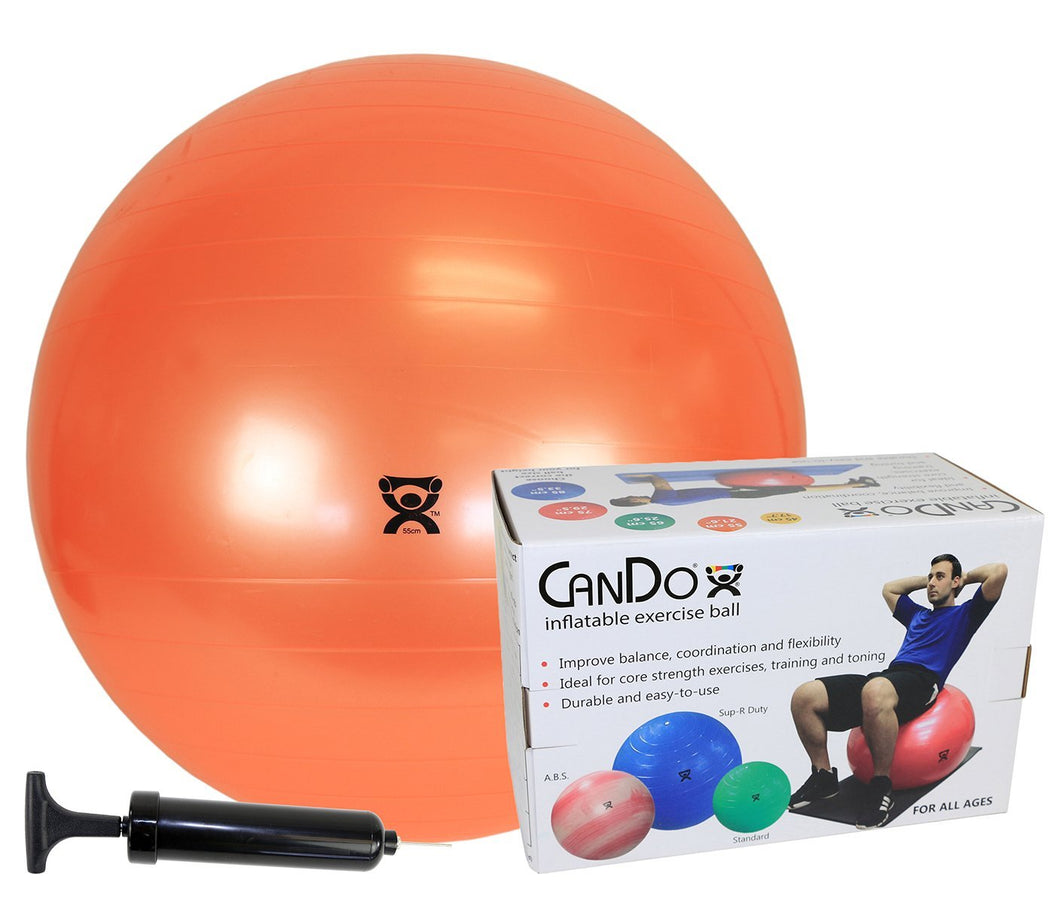 CanDo® Inflatable Exercise Ball - Economy Set - Pump, Retail Box