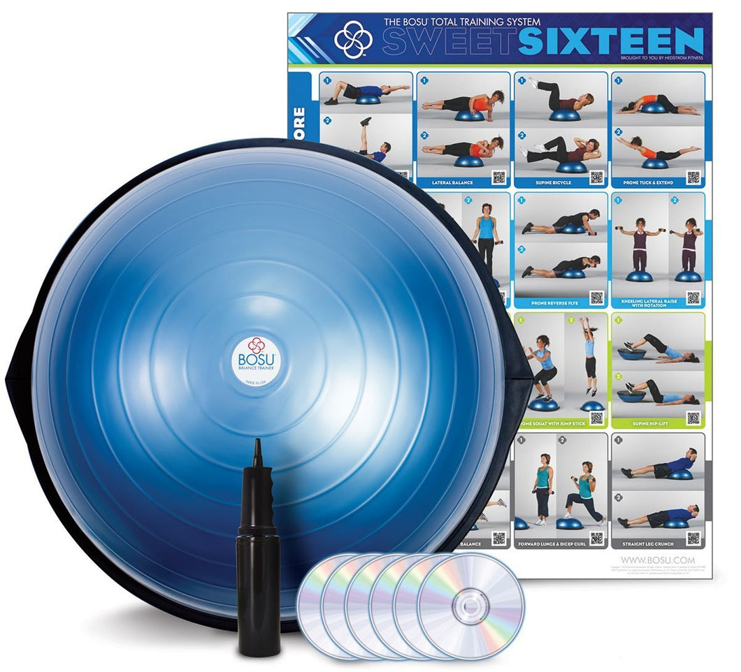 BOSU® HOME Balance Trainer with wall chart and 6 workout DVDs